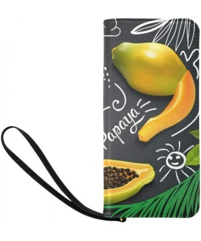 Funny Papaya Tropical Fruit Womens Clutch Wallet Large Wristlet Zipper Clutch Large Travel Purse Design 10 $15.99 Clutches