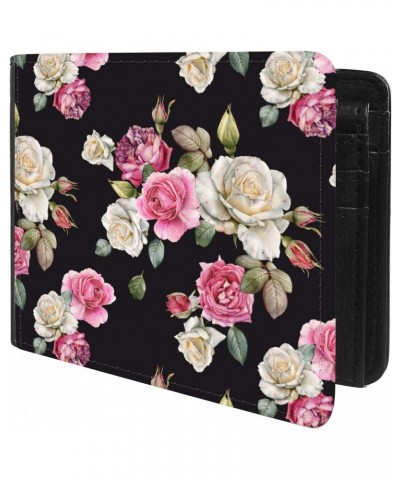 Unique Desige Pattern - Vintage Rose Floral Pattern, Slim Front Pocket Wallet Billfold RFID Blocking $11.46 Wallets