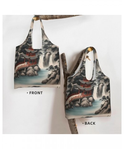 Beautiful Landscape Painting 2 Extra Large Capacity Shoulder Canvas Bag For Shopping Travel Daily Use $17.21 Totes