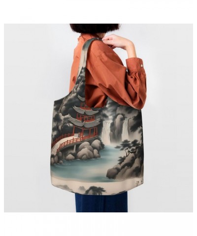 Beautiful Landscape Painting 2 Extra Large Capacity Shoulder Canvas Bag For Shopping Travel Daily Use $17.21 Totes