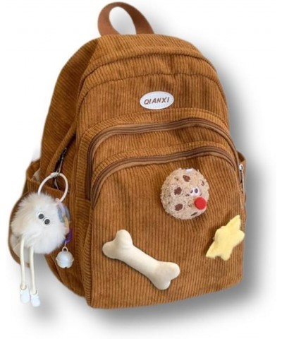 Cute Y2K Aesthetic Backpack Stars Pattern Preppy Backpack (White) Brown $19.46 Backpacks