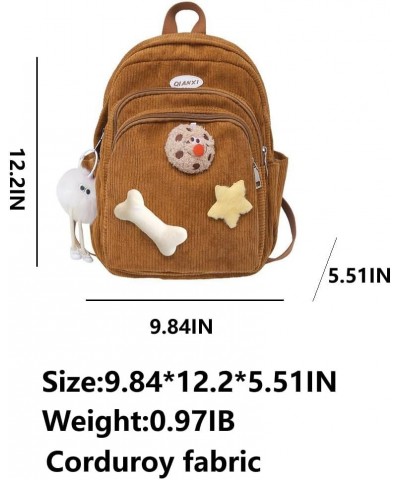 Cute Y2K Aesthetic Backpack Stars Pattern Preppy Backpack (White) Brown $19.46 Backpacks