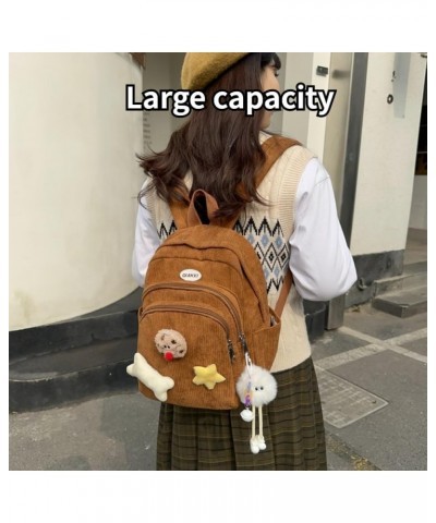 Cute Y2K Aesthetic Backpack Stars Pattern Preppy Backpack (White) Brown $19.46 Backpacks