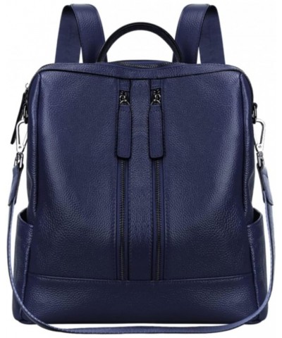 Women Genuine Leather Backpack Casual Convertible Shoulder Bag Purse Blue $56.62 Backpacks