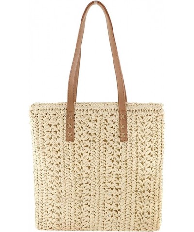 Women Straw Crochet Tote Bohemian Summer Beach Bag Large Handmade Shoulder Bag (Light Brown) Beige $17.94 Totes