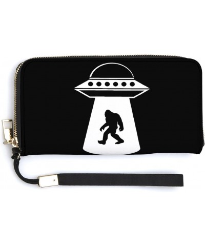 UFO Bigfoot Women's Long Wallet PU Leather Credit Card Case Holder Purse Wrist Strap Purse $18.85 Wallets