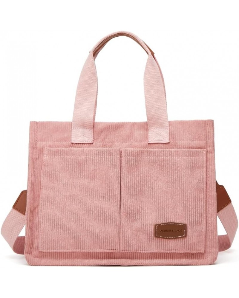 Tote Bag for Women Fashion Corduroy Handbags Casual Hobo Messenger Bag Canvas Shoulder Bag with Multi-pocket Pink $29.25 Totes