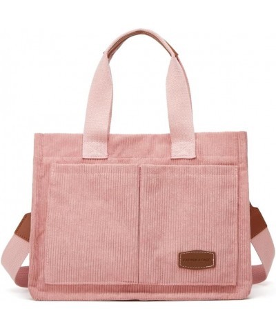 Tote Bag for Women Fashion Corduroy Handbags Casual Hobo Messenger Bag Canvas Shoulder Bag with Multi-pocket Pink $29.25 Totes