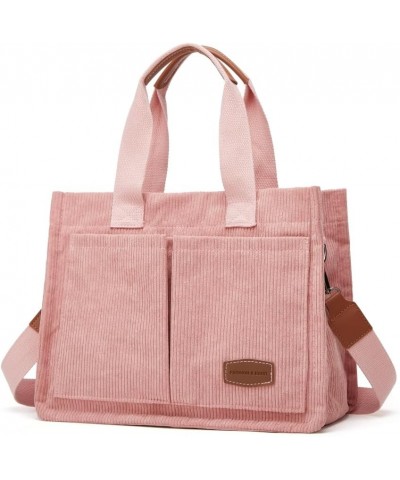 Tote Bag for Women Fashion Corduroy Handbags Casual Hobo Messenger Bag Canvas Shoulder Bag with Multi-pocket Pink $29.25 Totes