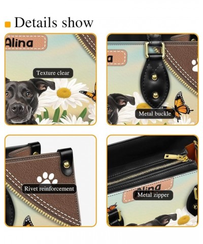 Personalized Staffordshire Bull Terrier Dog Handbags, Custom Name Dog Leather Bags, Purses, Shoulder Bag, Gift For Dog Mom St...