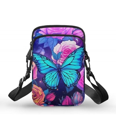 Small Crossbody Purse for Women Kids Shoulder Messenger Bag Butterfly $10.56 Crossbody Bags