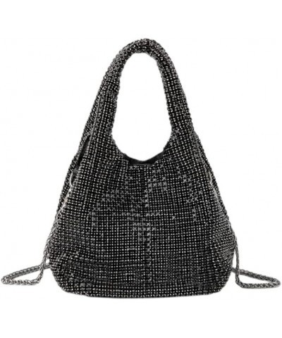 Women Glitter Rhinestone Handbag Bling Shoulder Bag Crossbody Bag Evening Party Prom Banquet Purse A-black $23.77 Evening Bags