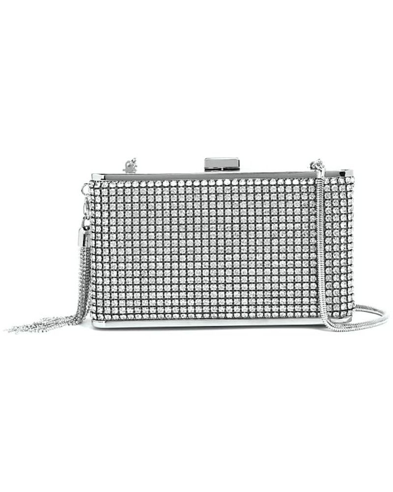 Women Wristlets Rhinestone Evening Clutch Bags Fashion Purse Wedding Party Prom Handbags Silver 2 $15.94 Evening Bags