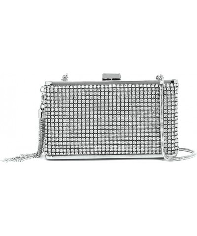 Women Wristlets Rhinestone Evening Clutch Bags Fashion Purse Wedding Party Prom Handbags Silver 2 $15.94 Evening Bags