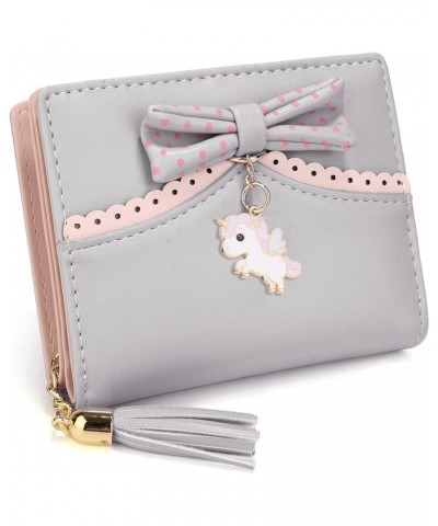 Wallet for Girls Cute Unicorn Bowknot Women Coin Purse Card Bill Holder Organizer 1096 Grey $9.24 Wallets