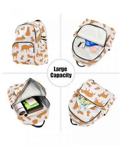 Funny Capybaras Orange Backpack for Women Shoulder Bag Lightweight Mini Backpack Casual Daypack for Travel Mini(10.23'' x 5.1...