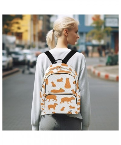 Funny Capybaras Orange Backpack for Women Shoulder Bag Lightweight Mini Backpack Casual Daypack for Travel Mini(10.23'' x 5.1...