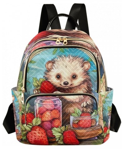 Travel Lover Cat Quilted Backpack Womens Backpack Purses Ladies Travel Backpack Cartoon Hedgehog and Strawberry Small $23.39 ...