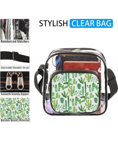 Daisy Cartoon Stadium-Approved Clear Crossbody Bag with Colorful Print Design Watercolor With Cactus $13.19 Crossbody Bags