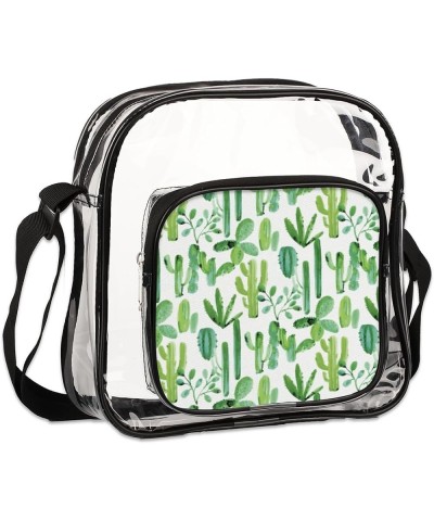 Daisy Cartoon Stadium-Approved Clear Crossbody Bag with Colorful Print Design Watercolor With Cactus $13.19 Crossbody Bags