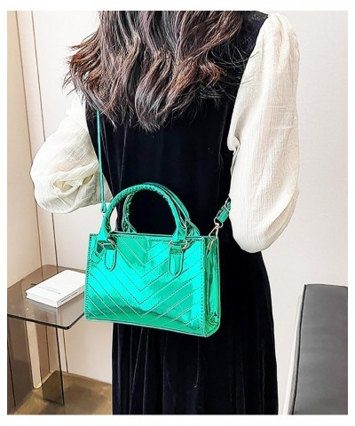 Stylish Shiny Black Metallic PU Patent Leather Tote Bag with Crossbody Strap and Diamond Lattice Stitching $13.17 Totes