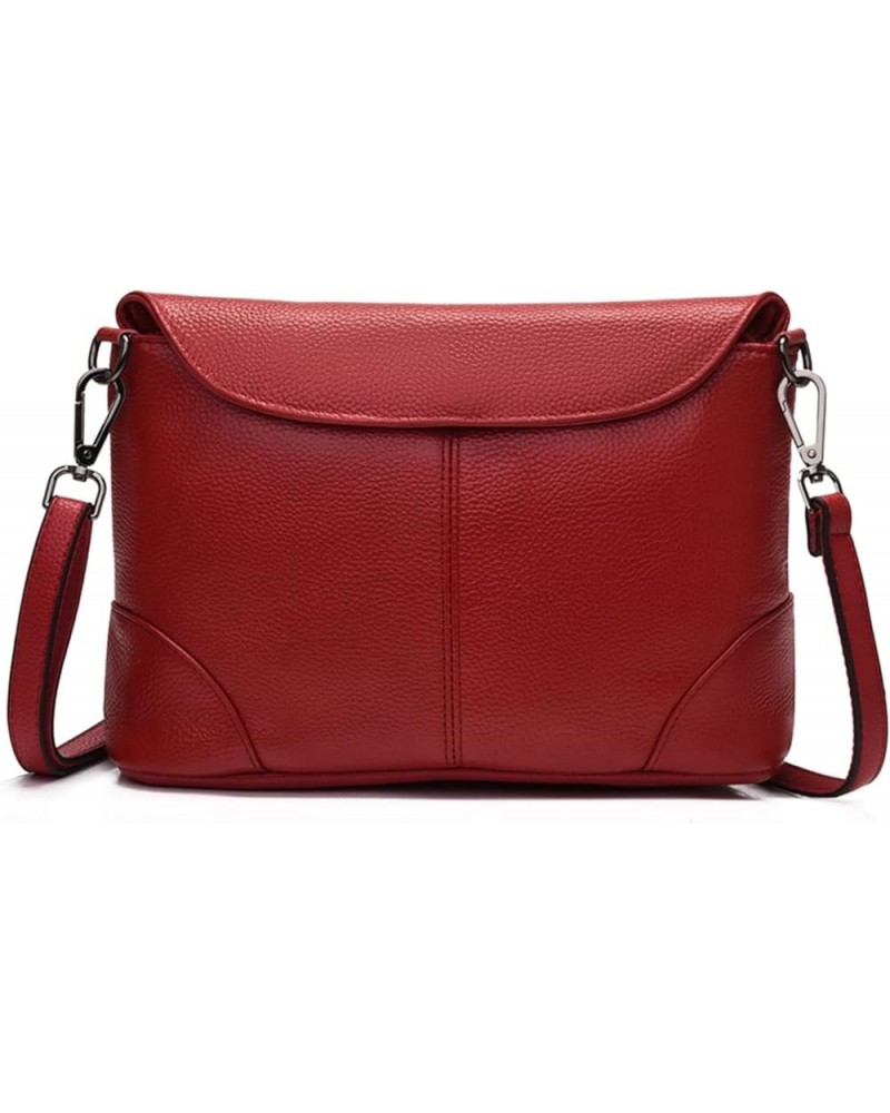 Quality Cowhide Women Shoulder Bag Genuine Leather Handbag Casual Fashion Lady Messenger (Color : Red, Size : 28 * 18 * 11cm)...