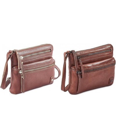 Small Triple Zip Real Leather Womens Crossbody- Premium Vintage Crossover Shoulder Sling Bag (Pack Of 2) $28.75 Crossbody Bags