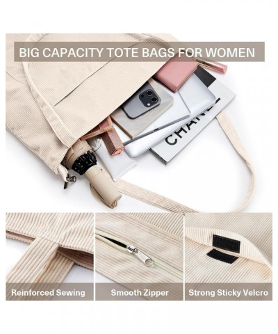 Corduroy Canvas Handbag Simple Retro Shoulder Bag Women's Bag Camera Shoulder Bag Grey $10.33 Shoulder Bags