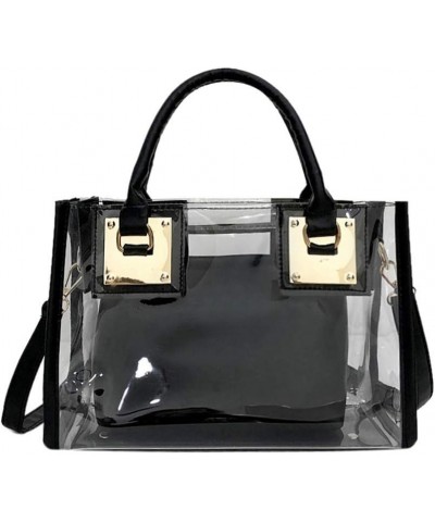 Women Transparent Shoulder Crossbody Bag, 2 in 1 Designer Fashion Handbag Purse Black $32.34 Totes