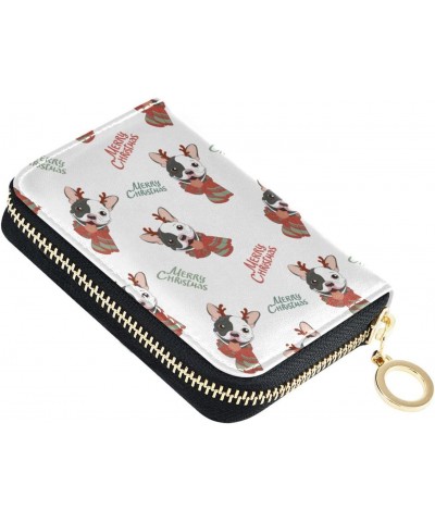 Christmas Bulldog RFID Credit Card Holder Leather With Zipper Card Case Wallet for Women Girls $11.01 Wallets