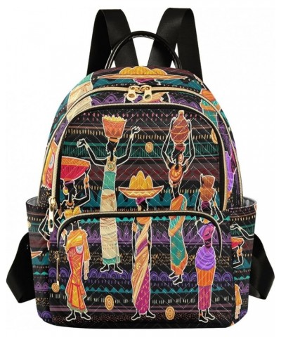 Women in Ethnic Dress Mini Backpack Purse for Women, African Travel Backpack Fashion Backpack Handbag Shoulder Bag Small Casu...