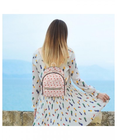 Pink Cherry Flower Women Backpack Purse Casual Mini Back Pack Backpacks Cute Mini Backpacks Daypacks Pu Leather Bookbag Anti ...