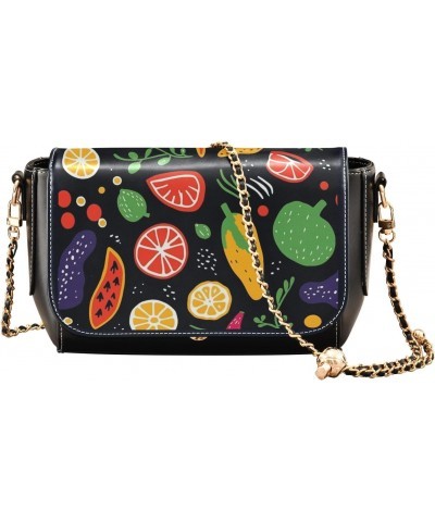 Cartoon Fruit Pattern Women's Crossbody Handbags,Women's Shoulder Handbag Purse with PU Leather $21.59 Crossbody Bags