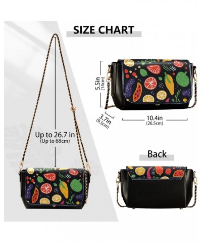 Cartoon Fruit Pattern Women's Crossbody Handbags,Women's Shoulder Handbag Purse with PU Leather $21.59 Crossbody Bags