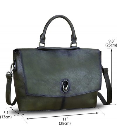 Genuine Leather Satchel Purses Handbags for Women Large Capacity Shoulder Bags Lady Work Top Handle Crossbody Bag Green $61.7...