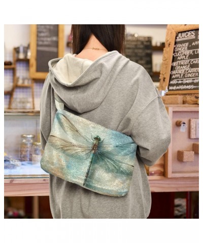 Ladies Soft Plush Underarm Bag Vintage-dragonfly-bug Fluffy Shoulder Bag Women Furry Purse Handbag $16.31 Shoulder Bags