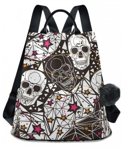 Black White Skulls Star Backpack Purse for Women Travel Bag Anti Theft Back Pack Fashion Shoulder Bag with Adjustable Straps ...