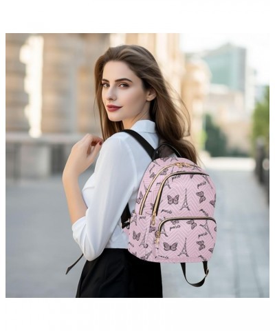 Small Backpack for Women Travel Bag Eiffel Tower Butterflies Daypack Purse Fashion Shoulder Bag Rucksack Medium B414 $14.81 B...