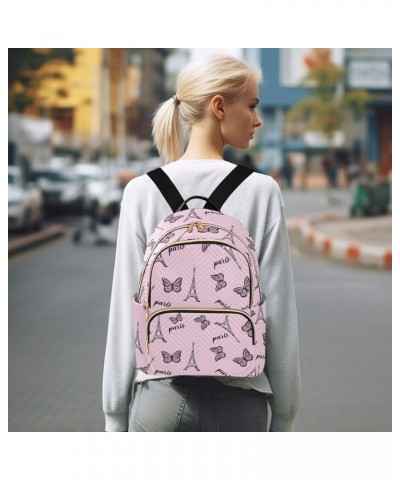 Small Backpack for Women Travel Bag Eiffel Tower Butterflies Daypack Purse Fashion Shoulder Bag Rucksack Medium B414 $14.81 B...