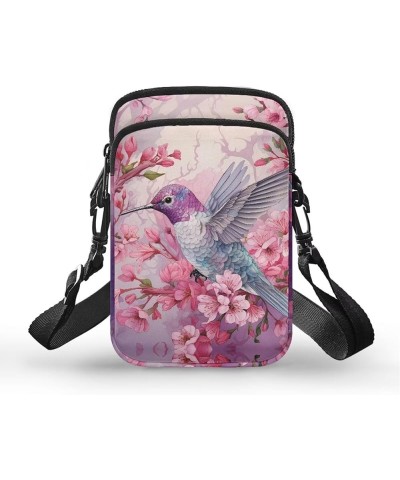 Small Womens Crossbody Bag Purse with Adjustable Shoulder Strap Peach Blossom Hummingbird $10.99 Totes