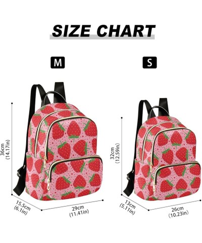 Strawberry on Pink Women Backpack Purse Shoulder Bag Color Medium $15.51 Backpacks