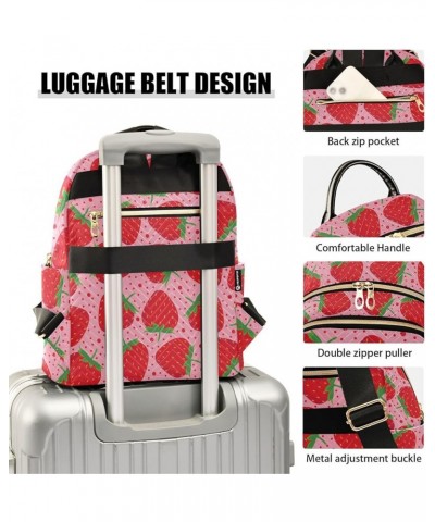 Strawberry on Pink Women Backpack Purse Shoulder Bag Color Medium $15.51 Backpacks