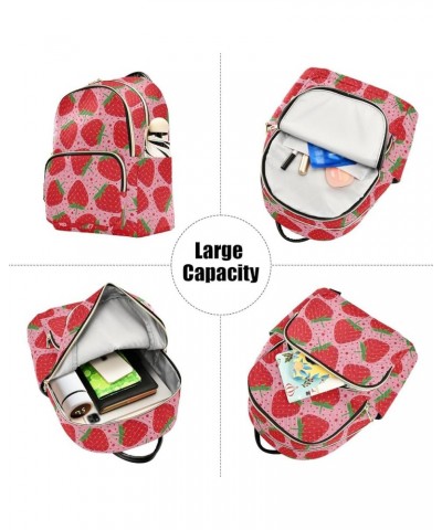 Strawberry on Pink Women Backpack Purse Shoulder Bag Color Medium $15.51 Backpacks