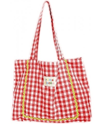 Checkered Tote Bag Canvas Bag Preppy Stuff Cute Tote Bag Coquette Summer Purses for Women 2024 Gingham Y2k Bag Red-2 $12.17 S...