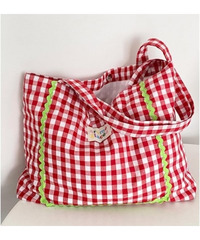 Checkered Tote Bag Canvas Bag Preppy Stuff Cute Tote Bag Coquette Summer Purses for Women 2024 Gingham Y2k Bag Red-2 $12.17 S...