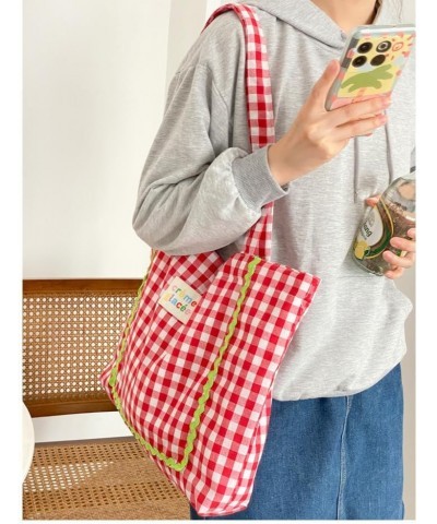 Checkered Tote Bag Canvas Bag Preppy Stuff Cute Tote Bag Coquette Summer Purses for Women 2024 Gingham Y2k Bag Red-2 $12.17 S...