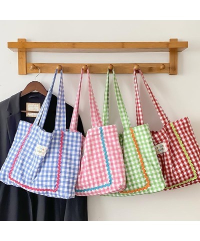 Checkered Tote Bag Canvas Bag Preppy Stuff Cute Tote Bag Coquette Summer Purses for Women 2024 Gingham Y2k Bag Red-2 $12.17 S...