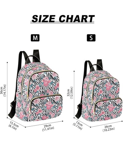 Zebra with Flowers Women Backpack Purse Shoulder Bag Color Small $13.53 Backpacks