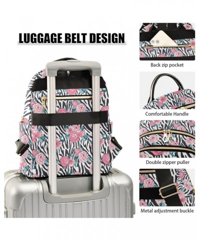 Zebra with Flowers Women Backpack Purse Shoulder Bag Color Small $13.53 Backpacks