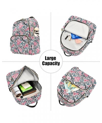 Zebra with Flowers Women Backpack Purse Shoulder Bag Color Small $13.53 Backpacks